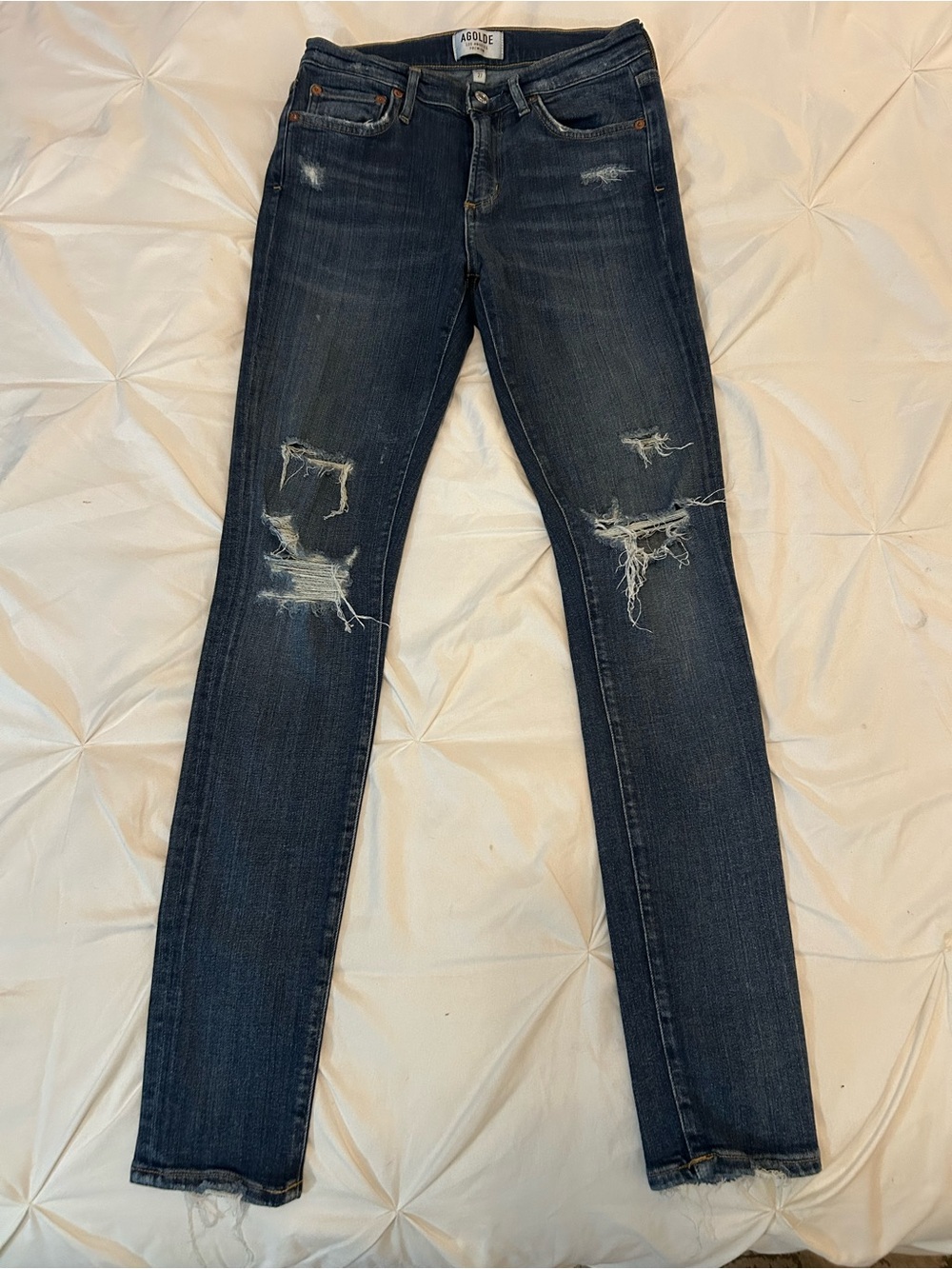 Agolde Dark Wash Distressed Skinny Jeans. Size 27.